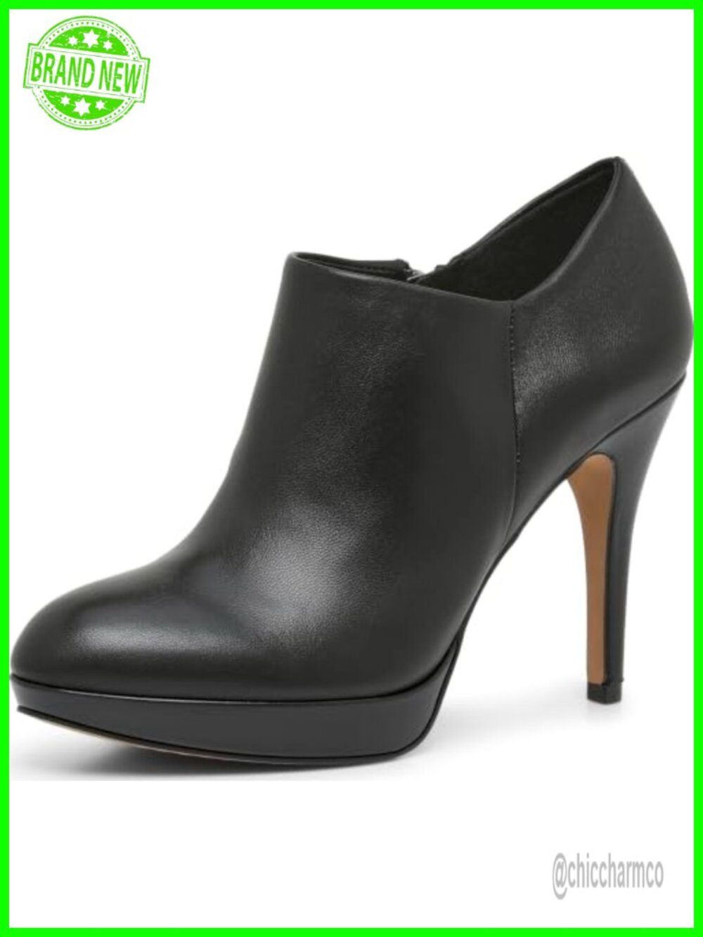 Suede Leather Ankle Bootie Hidden Platform Covered Heel Side Zip